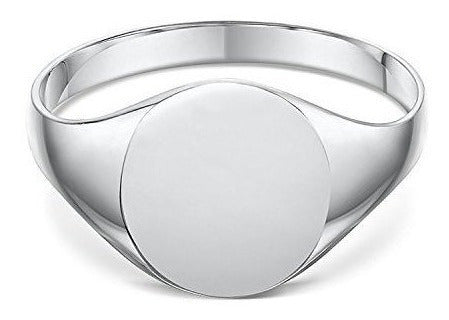 Anillo De Sello De Plata Esterlina De Forma Ovalada