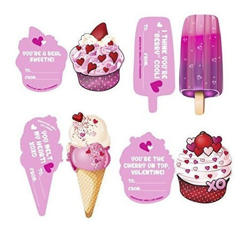 Tarjetas para raspar y oler de fresa y cereza - 28 unidades