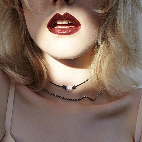 Collar De Gargantilla Barch Single Pearl En Cordón De Cuero