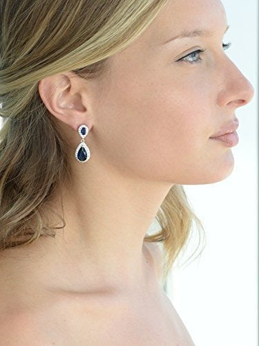 Pendientes De Lágrima de Circonita Cúbica Azul