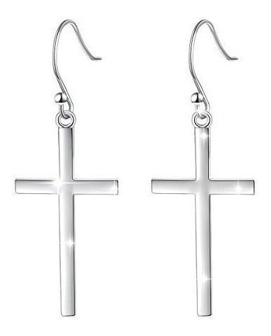 S925 Joyas De Plata Esterlina Pendientes Colgantes Cruzados