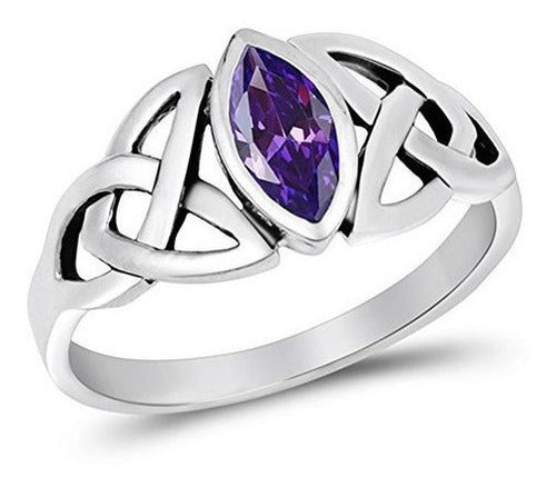 Anillo De Amatista Simulada De Plata Esterlina