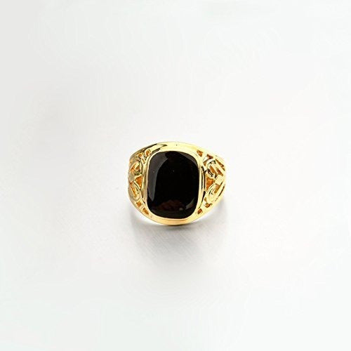 Anillo Con Esmalte Cuadrado Negro