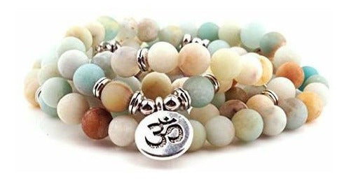 Gvusmil 108 Collar De Colgante Om De Cuentas De Perlas Mates