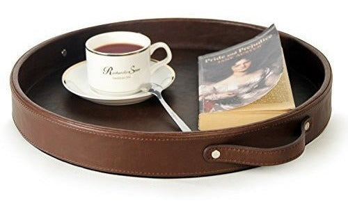 Bandeja Para Servir Con Asas Redonda De Cuero De La Sra.