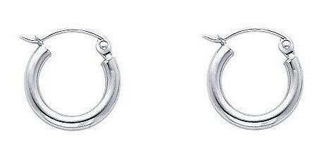 Pendientes De Aro Con Bisagras De 14 Mm De Oro Blanco De 2