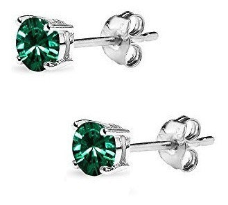 Aretes De Plata Esterlina Verdes De 4 Mm Hechos Con