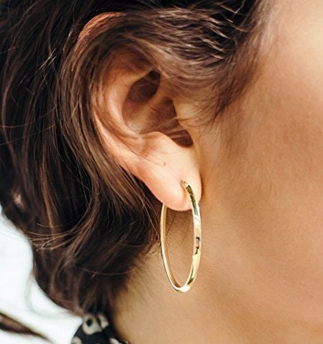 Pendientes De Aro De Oro Amarillo De 14 Quilates Con Tubo