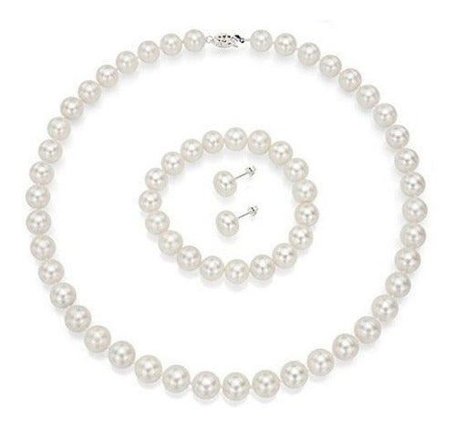 Collar De Perlas Cultivadas De Agua Dulce De Plata Esterlina