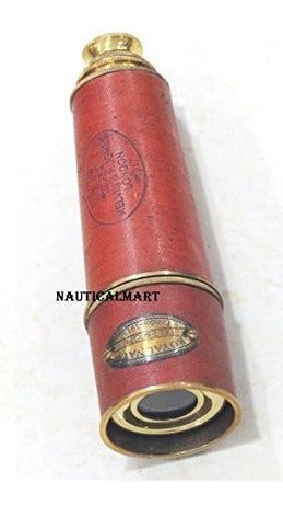 Nauticalmart 16 Royal Navy Latón Telescopio De Cuero Pirata