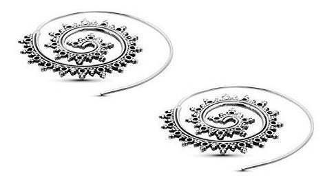 Pendientes De Aro En Espiral Plata