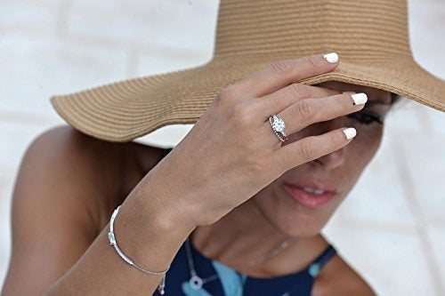 Anillo de compromiso de plata de ley de 2 quilates