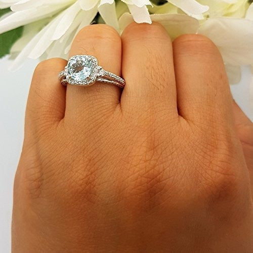 Anillo De Compromiso De Halo De Oro Blanco De 14k