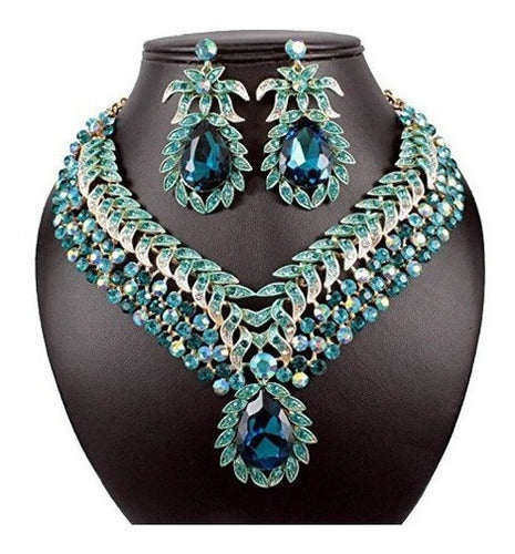 Collar + Pendientes De Cristal De diamantes de imitación