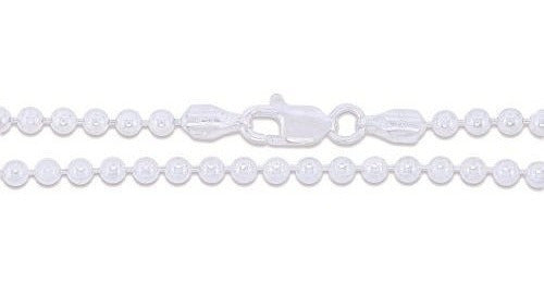 Cadena De Cuentas De Bolas De Plata Esterlina 3 Mm 925 Nuevo