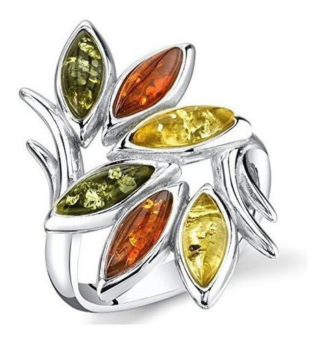 Anillo de Plata con rama de ámbar báltico para Mujer