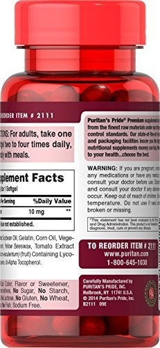 Licopeno 10 mg - 100 cápsulas blandas