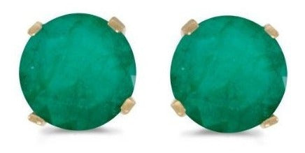 Aretes Redondos De Esmeralda Natural De 5 Mm