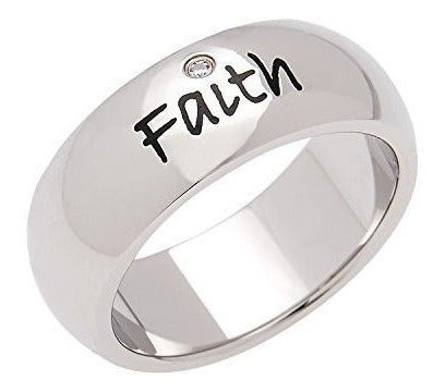 Anillo De La Fe Del Acero Inoxidable Pulido