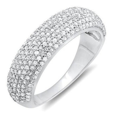 Anillo De Oro De 0.90 Quilates De Oro Blanco De 10q