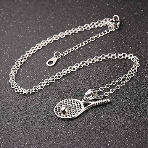 U7 Collar De Cohete De Tenis Cadena De Acero Inoxidable Y