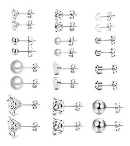 Loyallook 12 Pares De Aretes De Acero Inoxidable Stud Aretes
