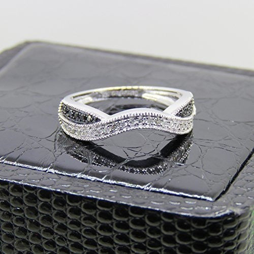 Anillo De Boda De Oro Blanco Y Negro De 0.30 Quilates (ctw)