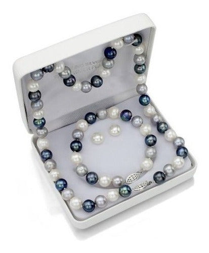 Collar, Brazalete Y Aretes De Perlas Cultivadas De Agua