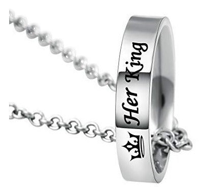 Mjartoria Su Rey Su Reina Grabado Anillo Colgante Pareja