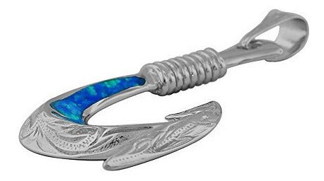 Collar Colgante De Anzuelo De Ópalo Azul Sintético