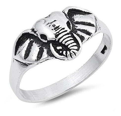 Elefante Cabeza Cara Animal Declaración Anillo