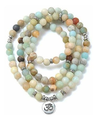 Gvusmil 108 Collar De Colgante Om De Cuentas De Perlas Mates