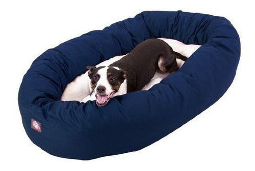Cama Para Perros Blue & Sherpa Bagel De 40 Pulgadas