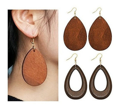 Pendientes De Madera Natural Wowanoo Pendientes Geométricos