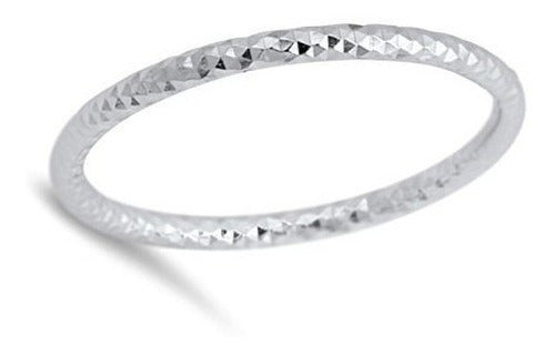 Alianza Apilable Con Corte Diamante Fino Nuevo .925 Anillo