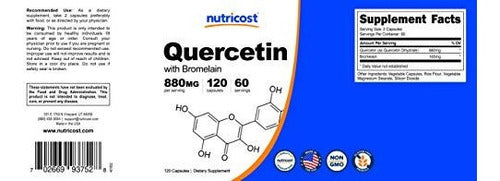 Nutricost Quercetin 800mg, 120 Cápsulas Con Bromelina