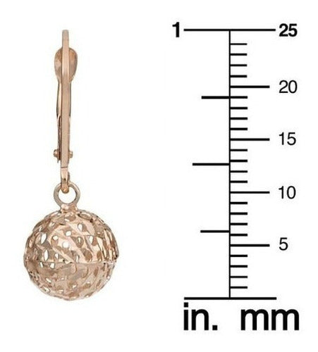Kooljewelry Pendientes De Bola De Filigrana De Oro Rosa