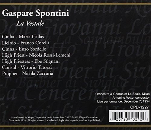 Spontini - La Vestale / callas · Corelli · Votto