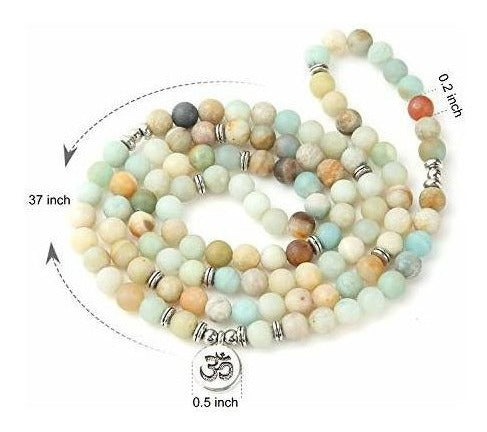 Gvusmil 108 Collar De Colgante Om De Cuentas De Perlas Mates