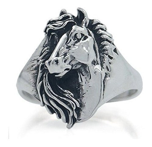Silvershake Anillo De Caballo De Plata De Ley 925 Talla 8.5