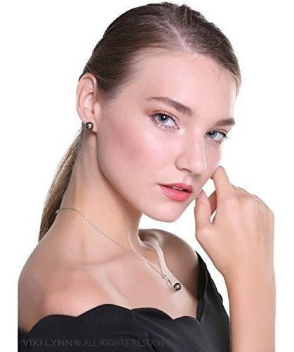 Collar con colgante de perla negra de 9-10mm