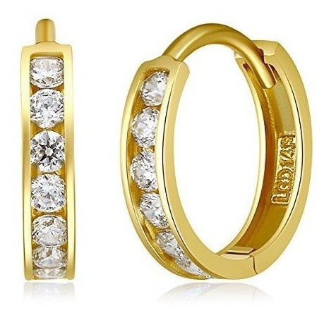 Pendientes de aro 14k oro amarillo 2 mm de espesor