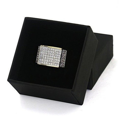 Anillo Cuadrado Chapado En Oro De 18k