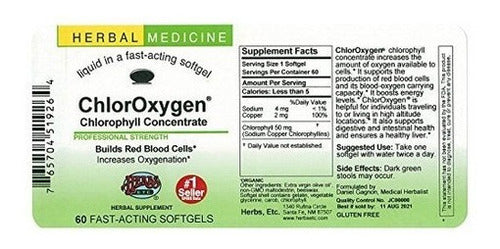Concentrado De Clorofila De Clorooxígeno - 60 capsulas