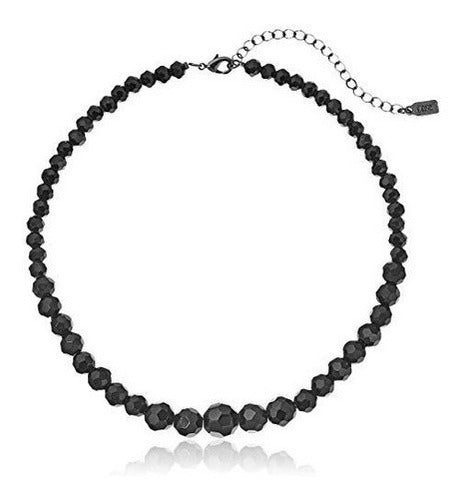 Collar Ajustable Joyas Con Cuentas Negras Extensor