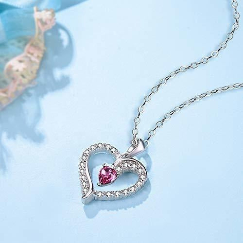 Collar Love Hearts Colgante Para Swarovski Turmalina Rosada