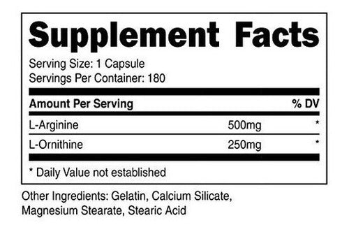 Nutricost L-arginina L-ornitina 750 Mg;
