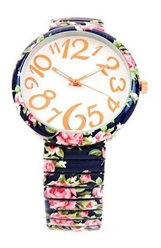 Reloj De Mujer Azul Marino Con Estampado