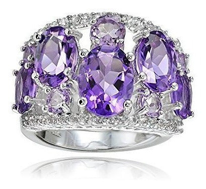 Anillo De Cúpula Con Tonalidad En Plata Auténtica De Plata