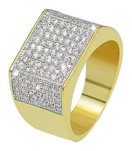 Anillo Cuadrado Chapado En Oro De 18k
